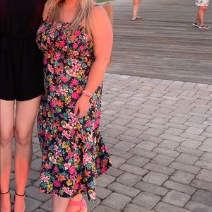Jcrew floral midi smocked dress medium